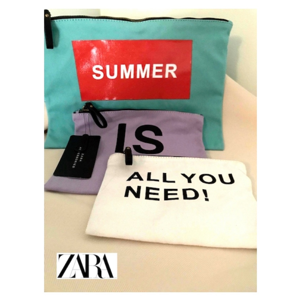 NWT ZARA Travel Cosmetic Set of 3 Zipper BAGS